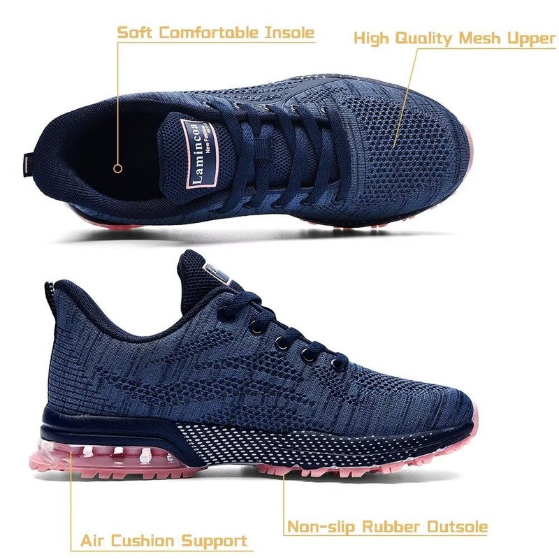 Lamincoa Womens Running Shoes Athletic Women Sneakers Non Slip Womens Tennis Shoes Navy Blue - Image 2